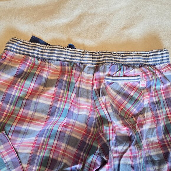 Victorias Secret Med M Lounge PJ Pants Blue Checks Loungewear Pajama Drawstring - Picture 8 of 15